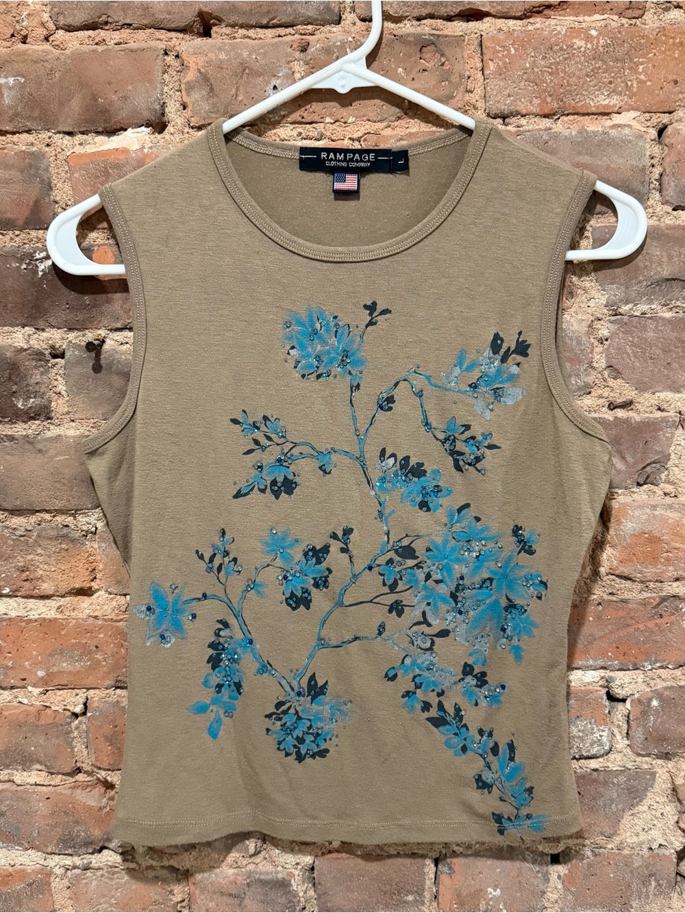 Vintage 90s Rampage Beaded Floral Tank Top